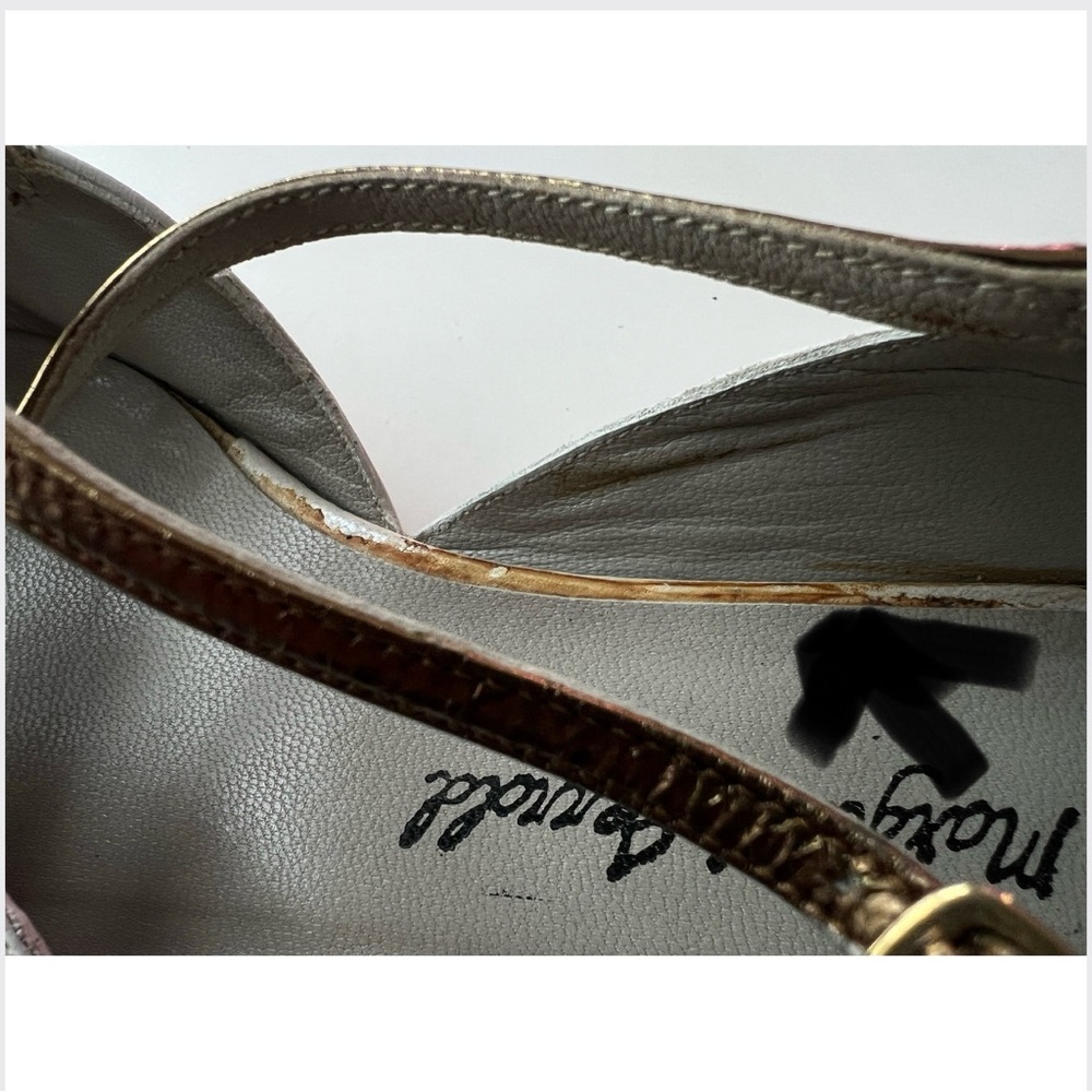 Margaret Jerrold 8.5 / Bone Leather D'Orsay Flats / Mixed Metallic Art Deco - Picture 11 of 16